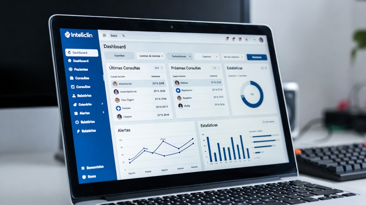 Dashboard Inteliclin no Laptop
